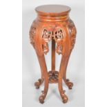 A Modern Chinese Vase Stand with Carved and Pierced Decoration, Four Scrolled Feet, 86cm high