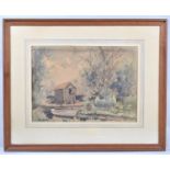 A Framed Watercolour by Marian Dixon, "Shipyards, Wroxham", 38x27cm