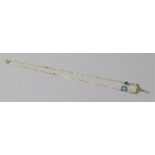 A 9ct Gold Czechoslovakian Necklace with Blue Glass Stones and Faux Pearls , Missing Dropper