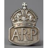 A Pressed Silver ARP Badge, Hallmarked London 1938 and by JC