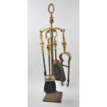 A Mid 20th Century Brass Mounted Fire Companion Set, 55cm high