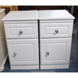 A Pair of White Painted Bedside Cabinets with Single Top Drawers, Each 38cm Wide