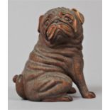 A Carved Chinese Study of a Seated Pug Dog, 7cm high