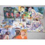 A Collection of Nine Oils on Board to Include Portraits, Nudes, Still Life etc