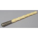 A Victorian Silver Topped Ivory Parasol Handle, Birmingham 1897