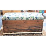 An Upholstered Top Pine Blanket Box, 93cm Wide