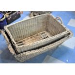 Two Large Vintage Wicker Baskets, Both AF, Largest 88x58cm