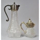 A Silver Plate Topped Mask Head Claret Jug and a Smaller Example with Lion Mask Pourer, Tallest 28cm