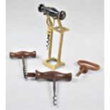 A Collection of Vintage Corkscrews Together with a Late 19th Century Brass "Nuts and Wine" Stand