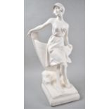 A Cast Plaster Figure of a Maiden Leaning Against Boat Prow, 47cm High