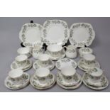 A Crown Staffordshire Floral Pattern Tea Set to comprise Three Cake Plates, Seven Cups, Nine Side