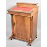 An Edwardian Inlaid Davenport with Hinged Door to Base Shelved Cupboard, Raised Stationery Store and