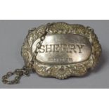 A Silver Decanter Label for Sherry, Birmingham 1978