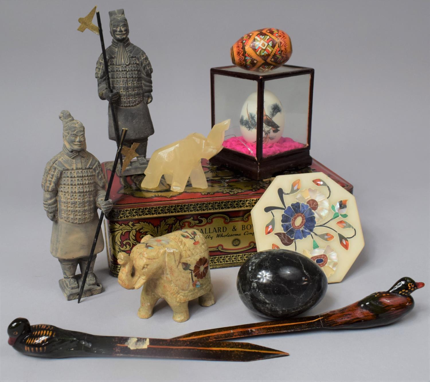 A Collection of Various Oriental and Other Items to Include Terracotta Army Figures, Decorated