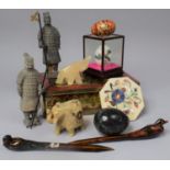 A Collection of Various Oriental and Other Items to Include Terracotta Army Figures, Decorated