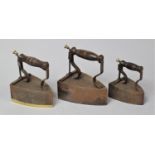 A Collection of Three Graduated Late 19th/Early 20th Century Flat Irons