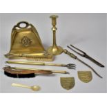 A Collection of Metalwares to Include Brass Candle Stick, Brass Toasting Forks, Brass Mounted