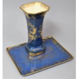 A Copeland Spode Blue and Gilt Vase Decorated with Chinoiserie Fisherman Pattern Together a Matching