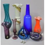 A Collection of Various Italian and Other Art Glass Vases to comprise Tall Examples, Hand Blown