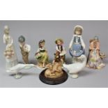 A Collection of Various continental and English Figural and animal Ornaments to comprise Nao, Lladro