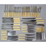 A Collection of Various Bone Handled and Other Flatware to comprise Knives, Forks, Cased Examples, a