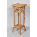 A Modern Square Topped Bamboo Plant Stand, 60cm high