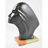 A Modern Art Deco Style Study of a Maiden Head Set on Green Onyx Plinth, 28cm high