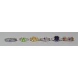 A Collection of Six Ladies Dress Rings, All Silver with Citrine, Tanzanite, Coloured Sapphire and