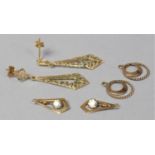 A Pair of 14ct Gold Earrings with Two Pairs of 9ct Gold Drops, 2.4g