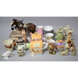 A Collection Ceramics to Include Ornaments, Cottage Teapots, Unicorn Group etc