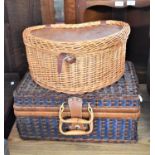 A Heart Shaped Wicker Picnic Basket and Contents, together with a Rectangular Shaped Example