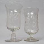 A 19th Century hand Blown Celery Glass together with a Ribbed Example
