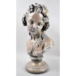 A Cast Resin Study of a Maiden Head with Vine Leaves and Grapes in Hair, 42cm high