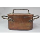 A Victorian Oval Cooking Pan with Steel Carrying Handles and Steel Handle To Lid, 50cm Wide Overall
