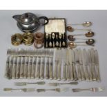A Collection of Various Metalwares to comprise Kings Pattern Cutlery, Silver Plated Teapot, Mid 20th