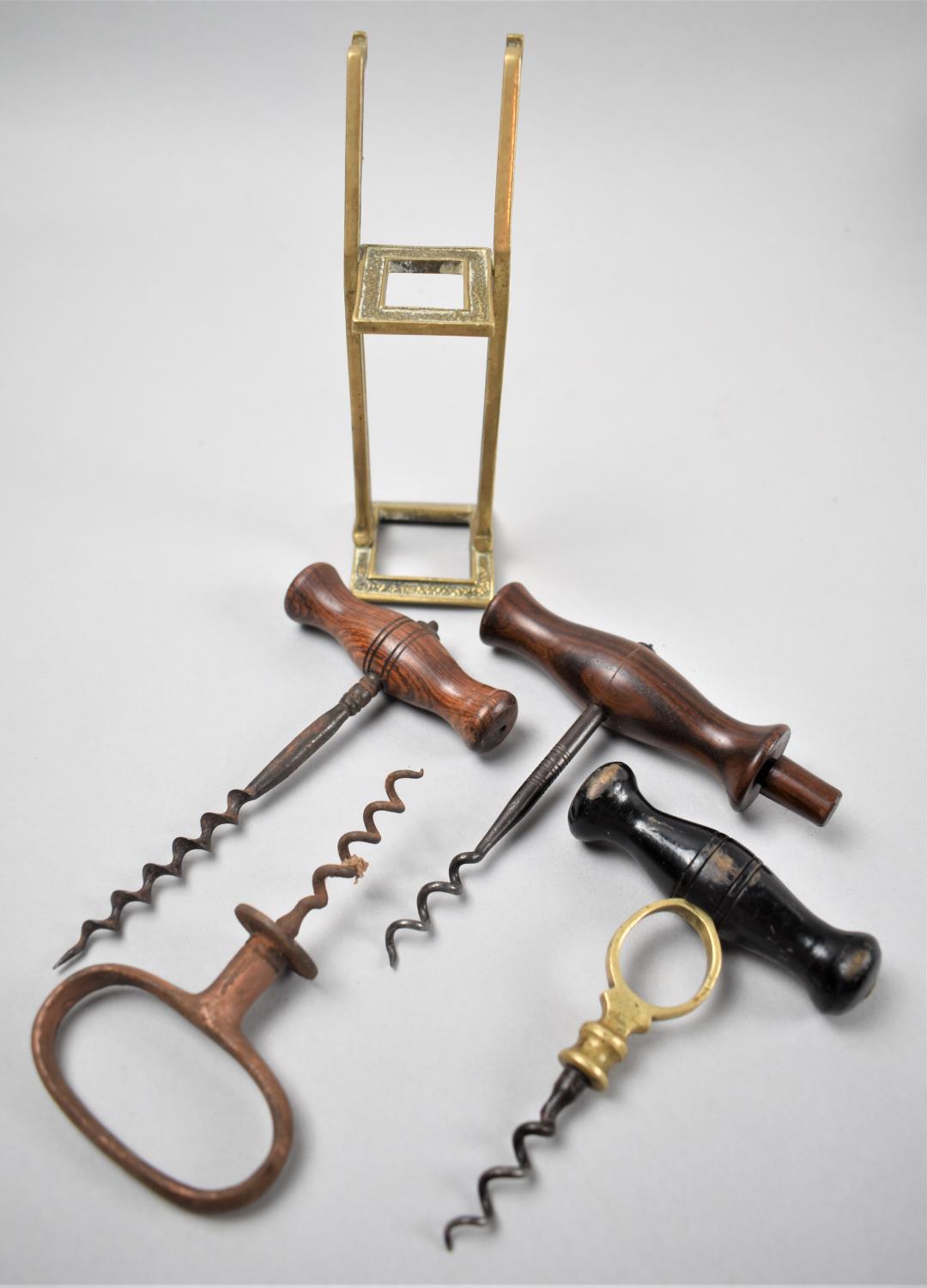 A Collection of Vintage Corkscrews Together with a Late 19th Century Brass "Nuts and Wine" Stand - Image 2 of 2