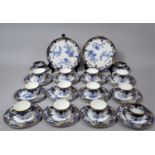 A Royal Crown Derby Gilt white and Blue Decorated Tea Set to comprise Fourteen Saucers, Twelve