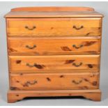 A Galleried Pine Chest of Four Long Drawers, 83cms Wide
