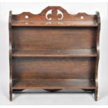 An Edwardian Oak Wall Hanging Shelf with Pierced Galleried Top, 59cm wide