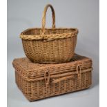 A Wicker Picnic Basket (Empty) and a Shopping Basket