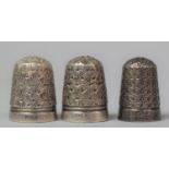 A Collection of Three Silver Thimbles by Charles Horner