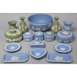A Collection of Various Wedgwood Jasperware to comprise Green and White and Blue and White Examples,