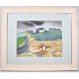 A Framed Pastel, "Round the Island Cycle Race, Anglesey" by Gil Hadley, 34x27cm