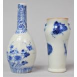 Two Japanese Miniature Vases to Include a Blue and White Bottle Form Example and an Interesting