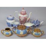 A Collection of Various Transfer Printed Items to comprise Ironstone Coffee Pot, Spode Italian