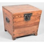 A Mid 20th Century Fitted Wooden Box with Iron Carrying Handles, 42cm x 46cm x 47cm High