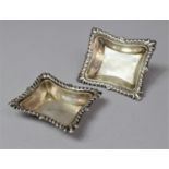 A Pair of Rectangular Silver Salt by William Davenport, Birmingham 1903, 6cm x 5cm