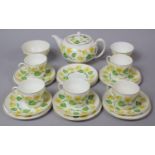 A Wedgwood Daffodil Tea Set to comprise Teapot, Six Saucers, Six Side Plates, Two Sugar Bowls and