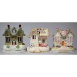 A Collection of Three Staffordshire Cottage Pastille Burners, Tallest 13cm high