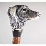 A Wooden Walking Stick with Resin Dog's Head Handle, 91cm Long